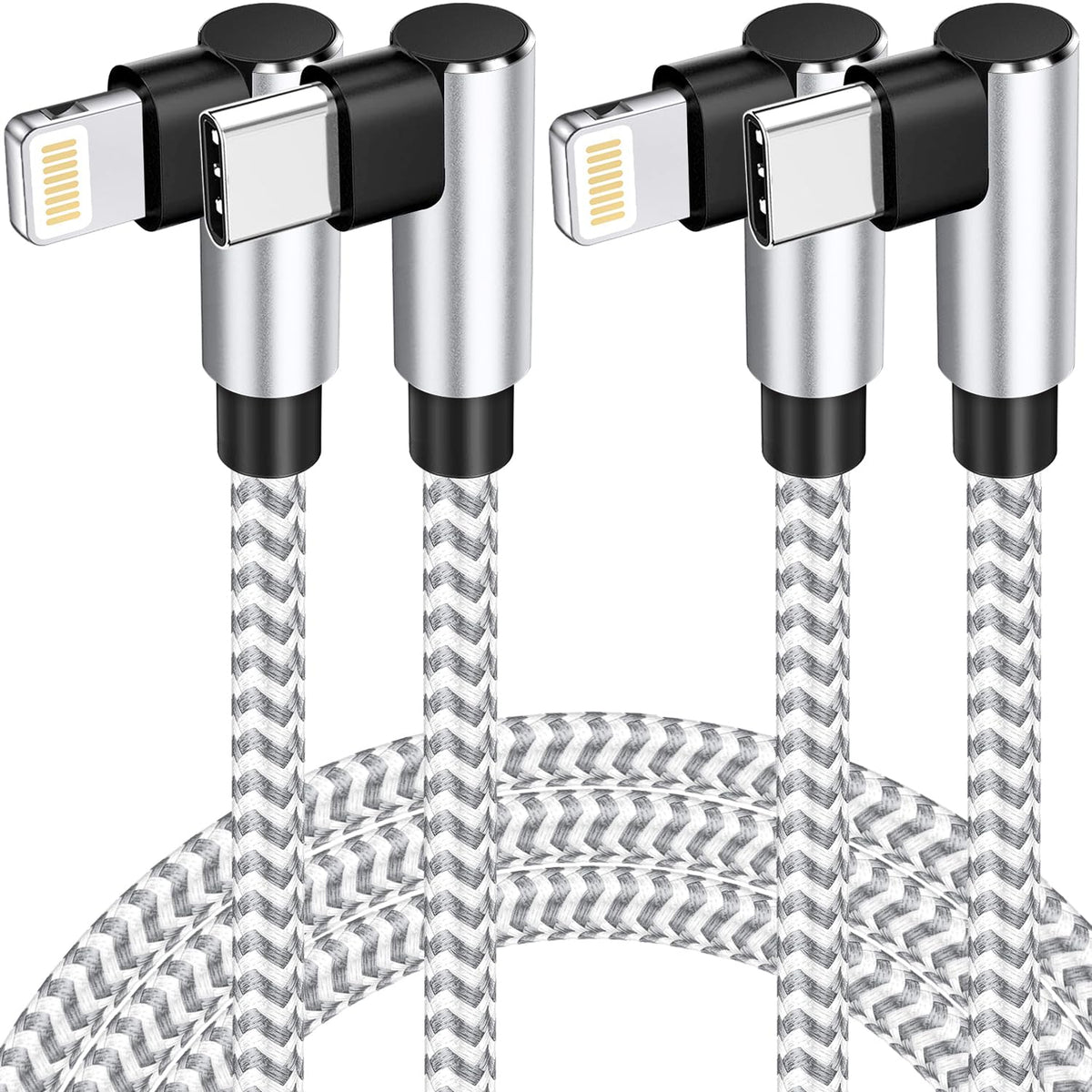 90 Degree iphone Charger MFi-Certified, USB-C to Lightning Cable 6ft 2Pack