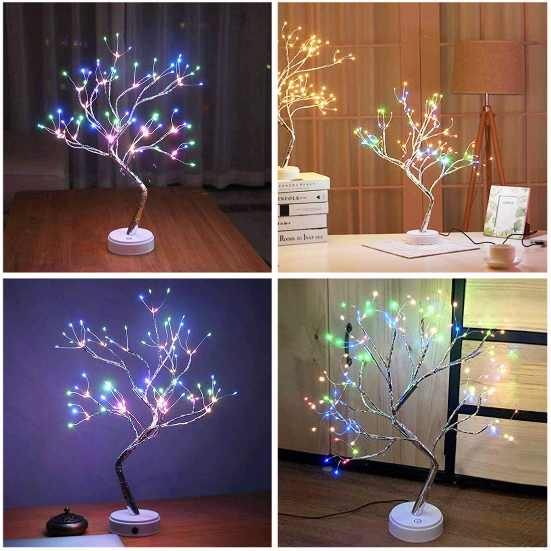 20" 108 LED Tabletop Bonsai Tree Light, Sparkly Fairy Spirit Tree Lights