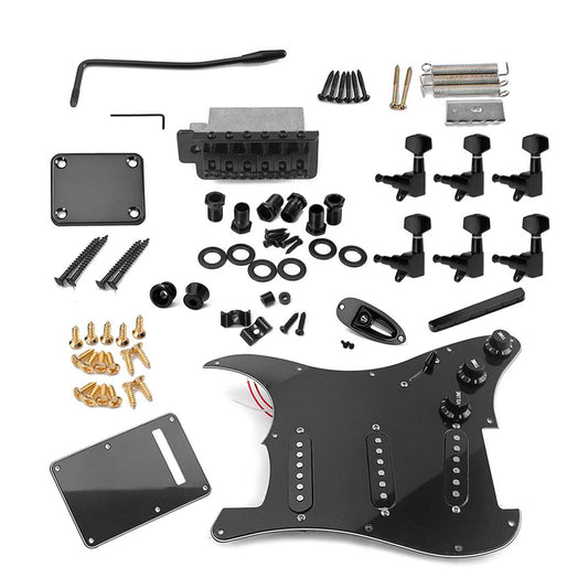 Btuty ST Electric Guitar DIY Kit Prewired Pickguard SSS Black