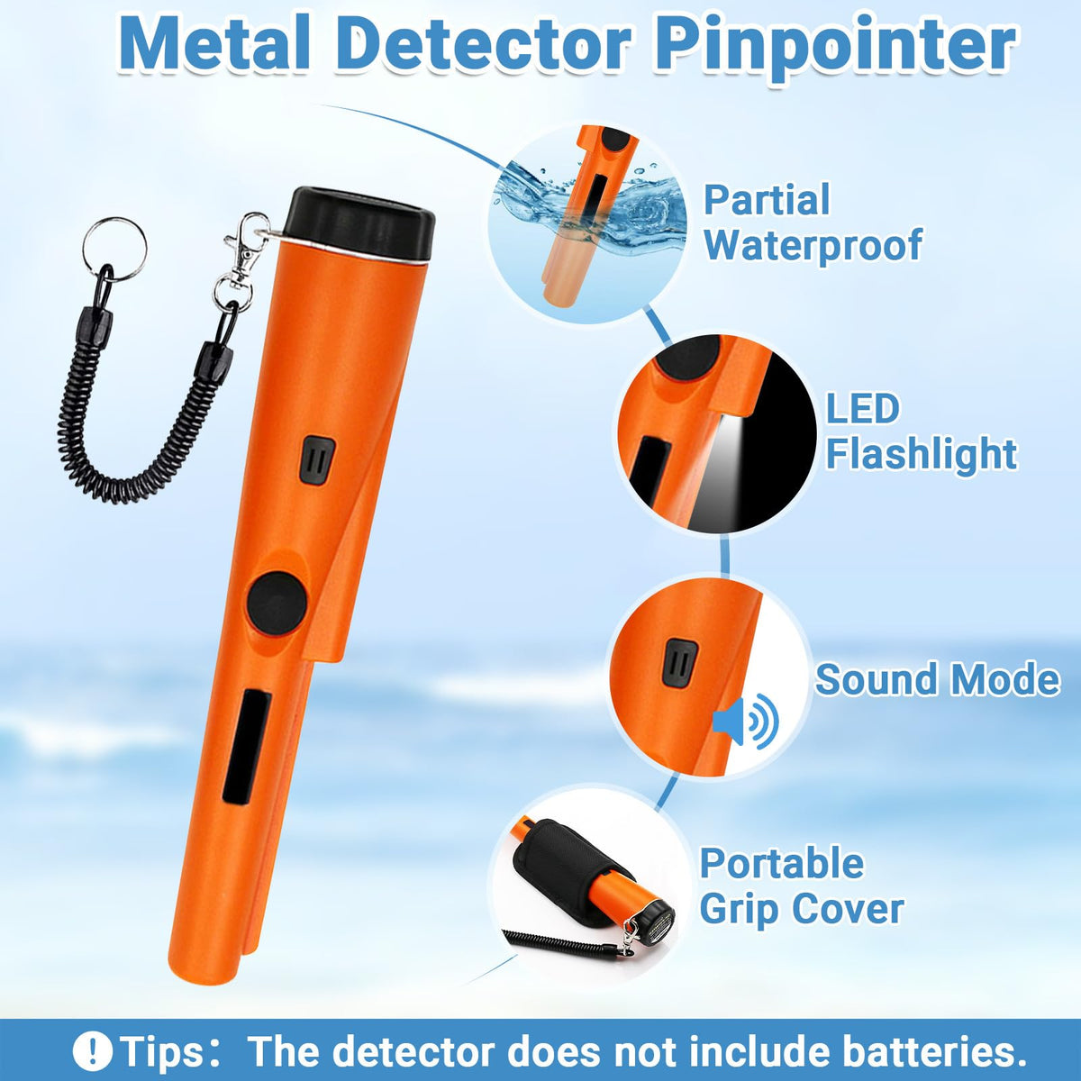 Fuairmee Sand Scoop for Metal Detecting with Handle&Metal Detector Pinpointer, Stainless Steel Detector Accessories, Metal Detector Scoop, Metal Detector Accessoriesfor Beach, Seaside Treasure Hunting