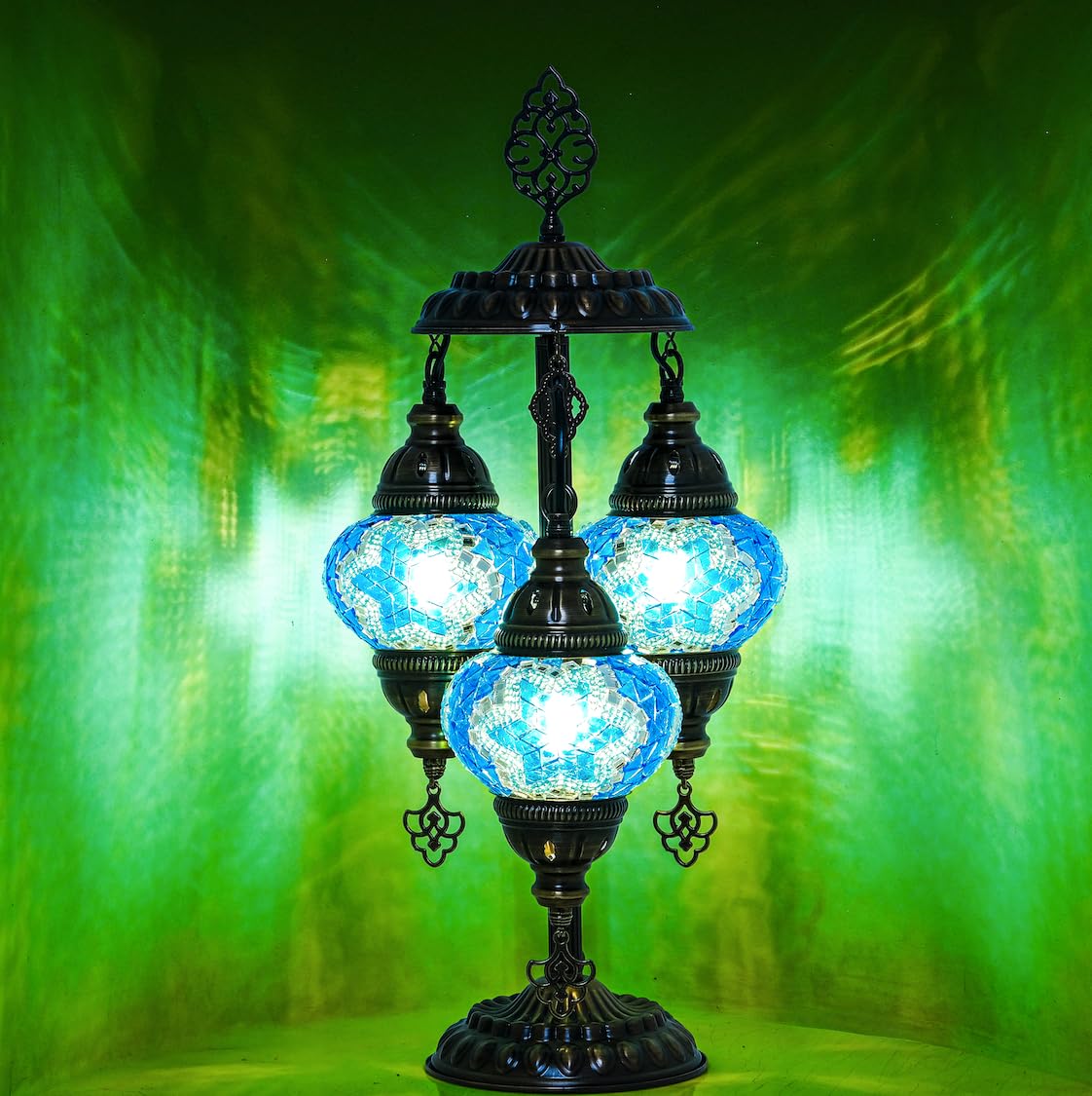 Mozaist Turkish Mosaic 3 Globe Table Lamp, E12 Bulbs Included, US Plug