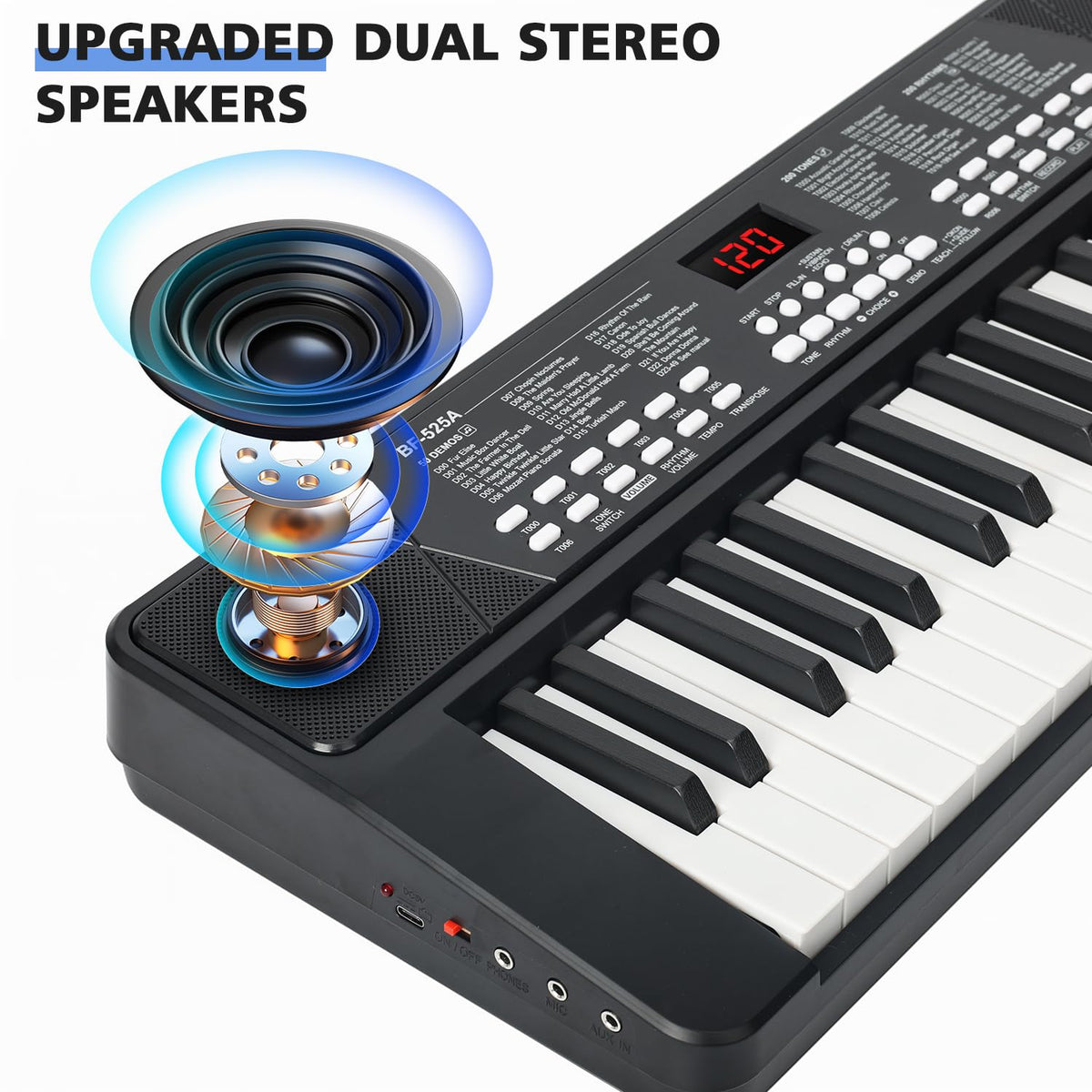 37 Keys Piano Keyboard for Beginners with Mic LED Screen 1200mAh Battery
