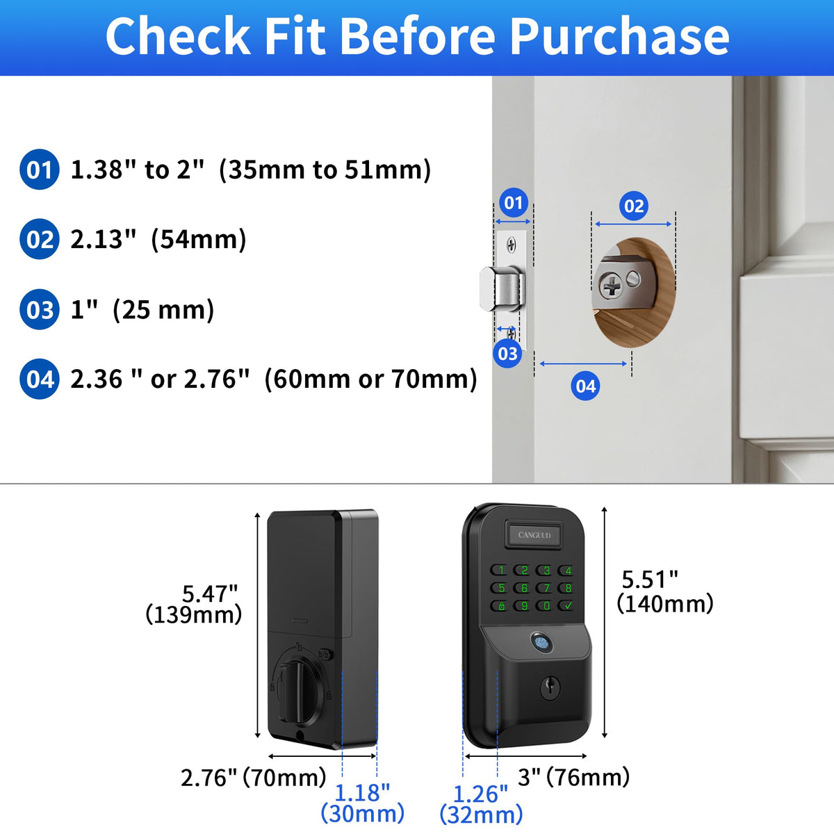 Fingerprint Deadbolt with Keypad for Front Door