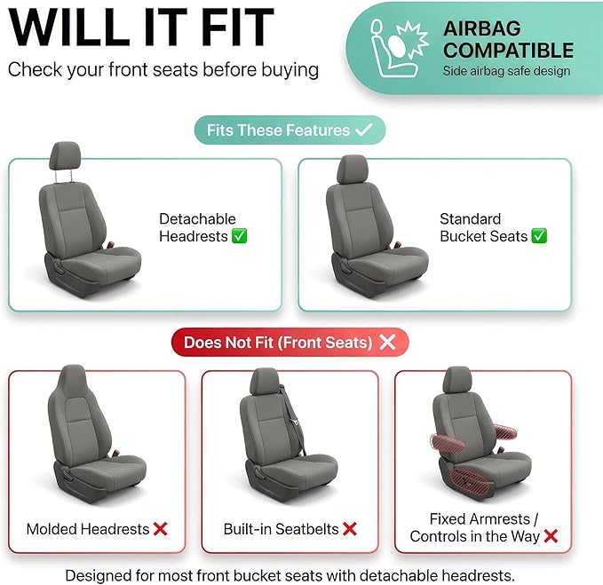 FH Group Automotive Car Seat Covers Front Set Premium 3D Air Mesh Front Seat Covers, Airbag Compatible Universal Fit Interior Accessories for Cars Trucks and SUVs - Purple