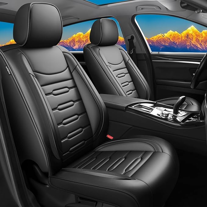 Fit HRV Car Seat Covers for Honda HR-V 2016-2024 2025 2026 - Upgraded Premium Waterproof & Breathable Leather, Airbag Compatible, All-Weather Seat Cushion Protector (Full Set, Black)