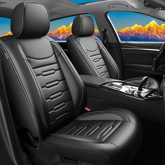 Fit Accord Car Seat Covers for Honda Accord 2003-2024 2025 2026 - Upgraded Premium Waterproof & Breathable Leather, Airbag Compatible, All-Weather Seat Cushion Protector (Full Set, Black)