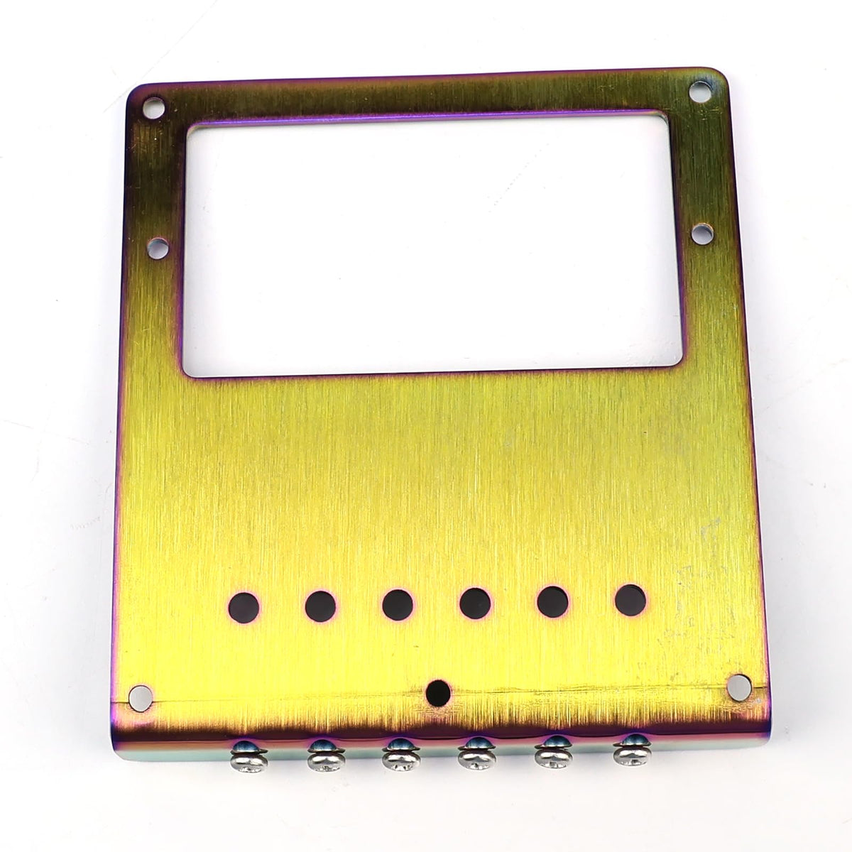 OVSAL 10.5mm Engraved Stainless Steel Fixed Electric Guitar Bridge Humbucker Pickup Hole 6-string Guitar hardtail Bridge for Telecaster Tele TL Style Electric Guitar Replacement Parts (Purple)