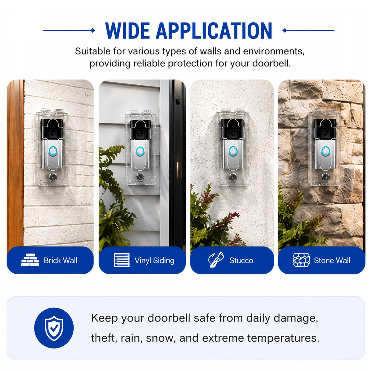 Outdoor Anti-Theft Doorbell Lock Box for Ring, Clear Acrylic Slip-On Cover