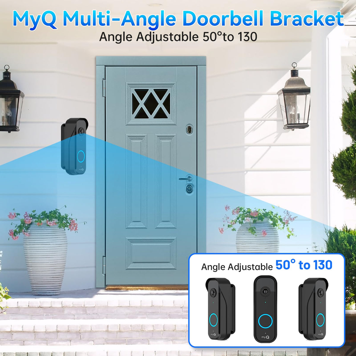 Power Adapter Kit for myQ Video Doorbell, 25FT/7.5M Weatherproof Charging Cable and Adjustable Swivel Doorbell Mount, Continuous Charging Your Doorbell, Compatible with Homes, Apartments - Black