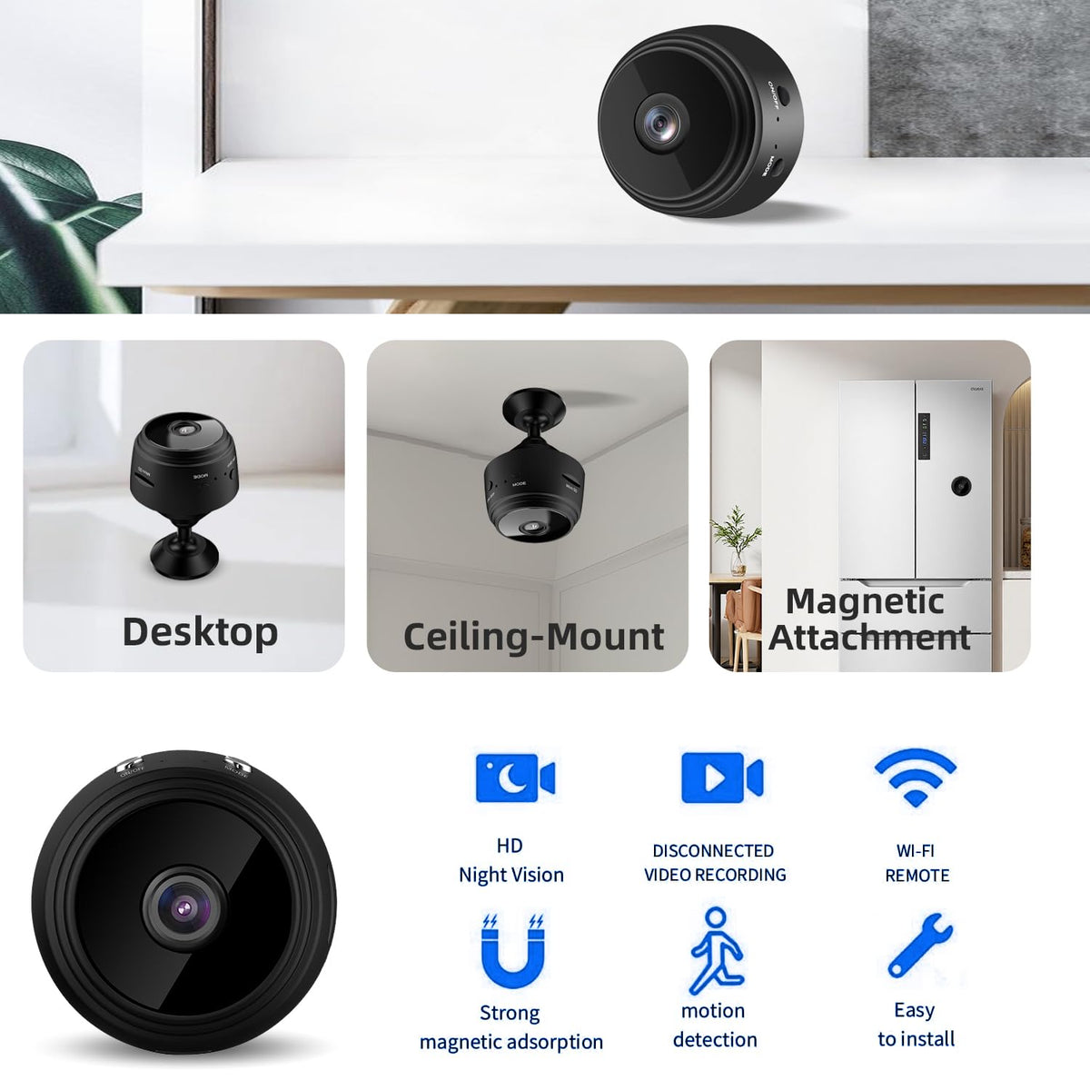 BYTFUOD Spy Hidden Camera 1080P WiFi Mini Wireless Home Security