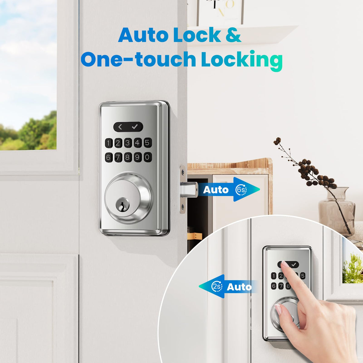 Keyless Entry Door Lock Deadbolt with Keypad, Digital Smart Locks with Code