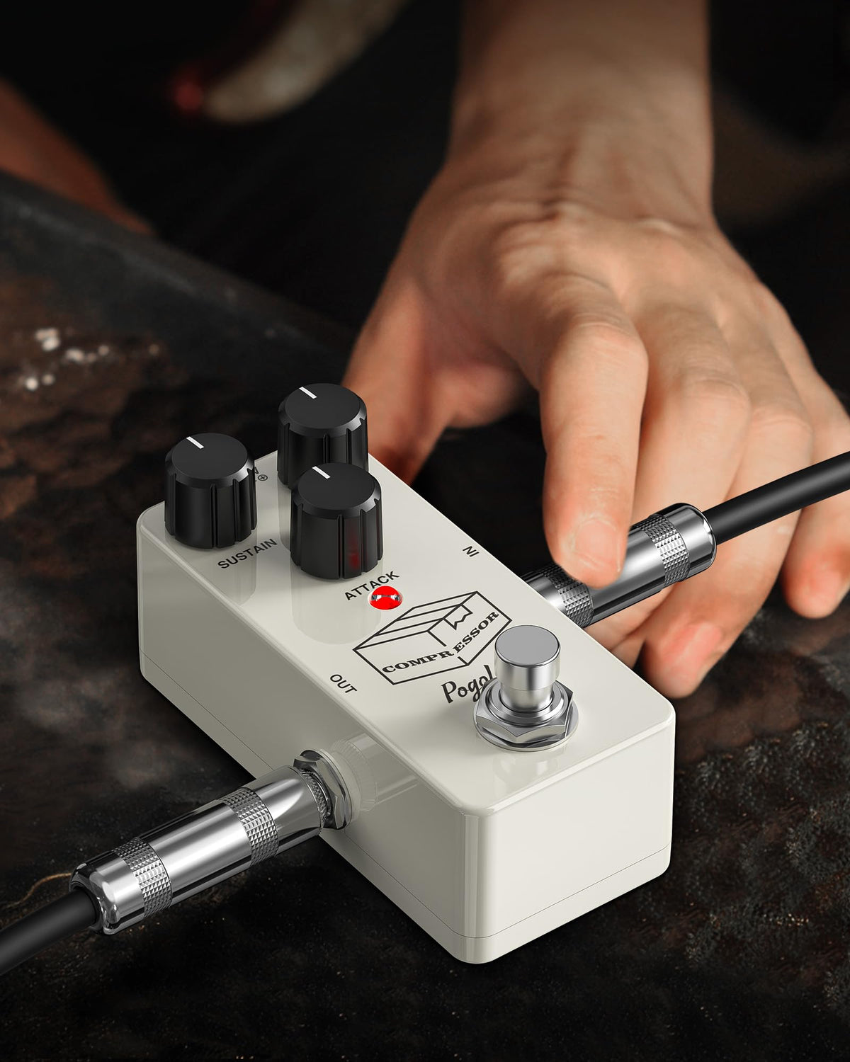 Pogolab Compressor Pedal, Guitar Pedal Compressor, Mini Compressor Pedal for Electric Guitar Bass, True Bypass DC 9V