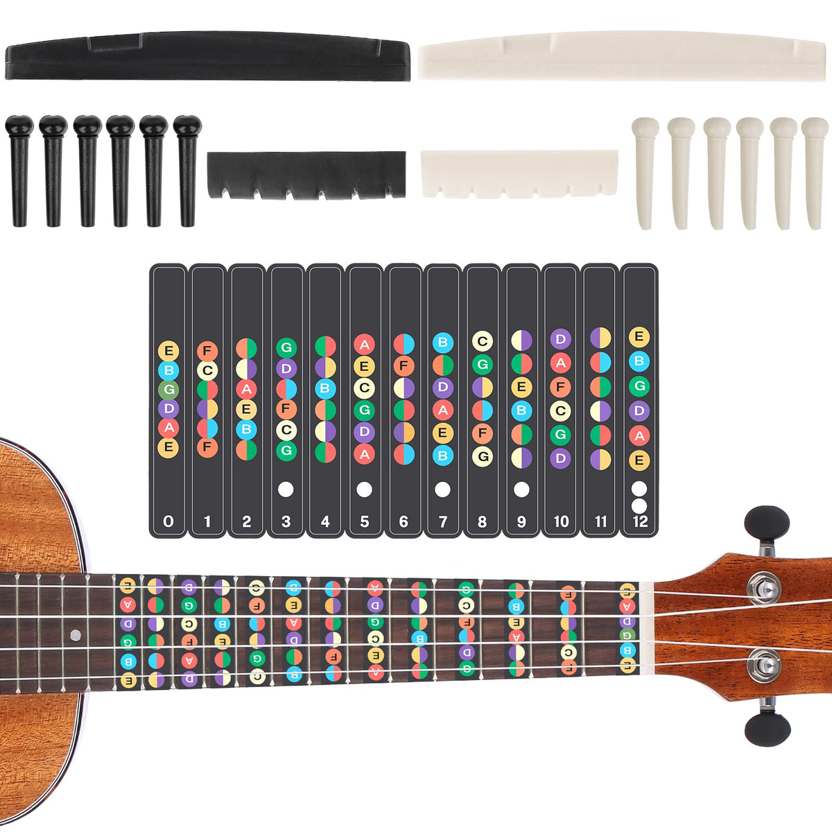 72PCS Guitar Tool Kit Repair Maintenance Accessories Guitar Parts Set with Carry Bag Guitar Care For Electric Acoustic Guitar Ukulele Bass Banjo