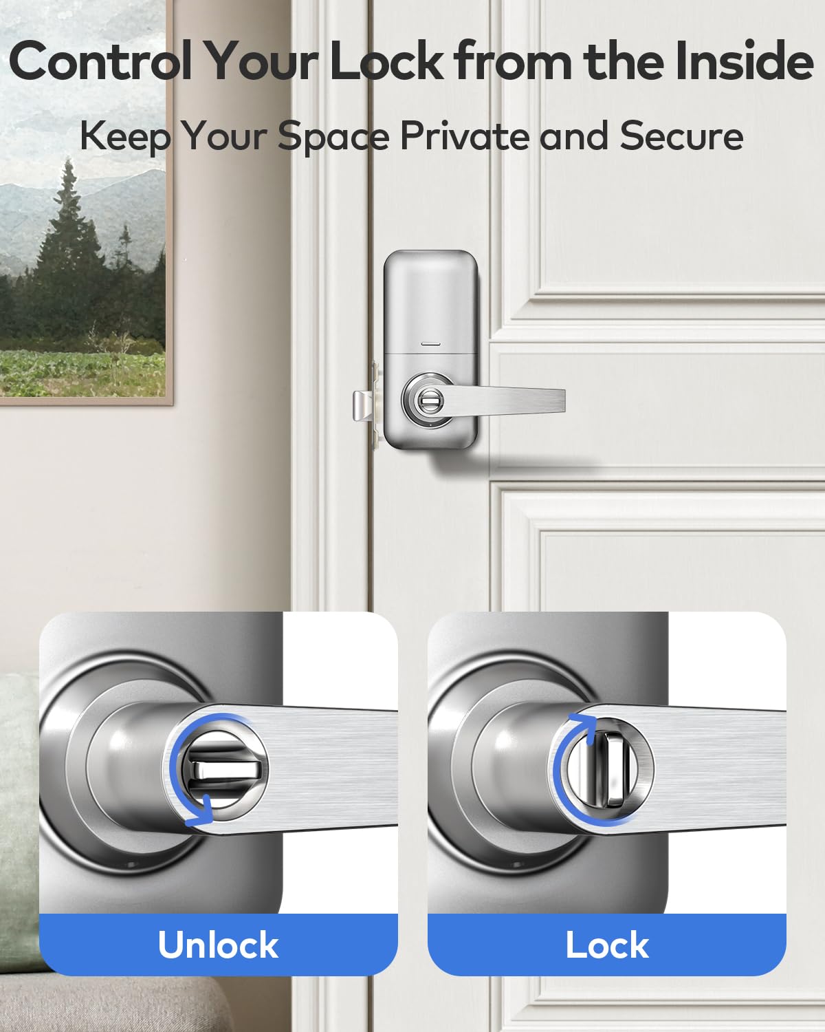 TEEHO TE004 Keyless Entry Door Lock Handle with Keypad, Satin Nickel