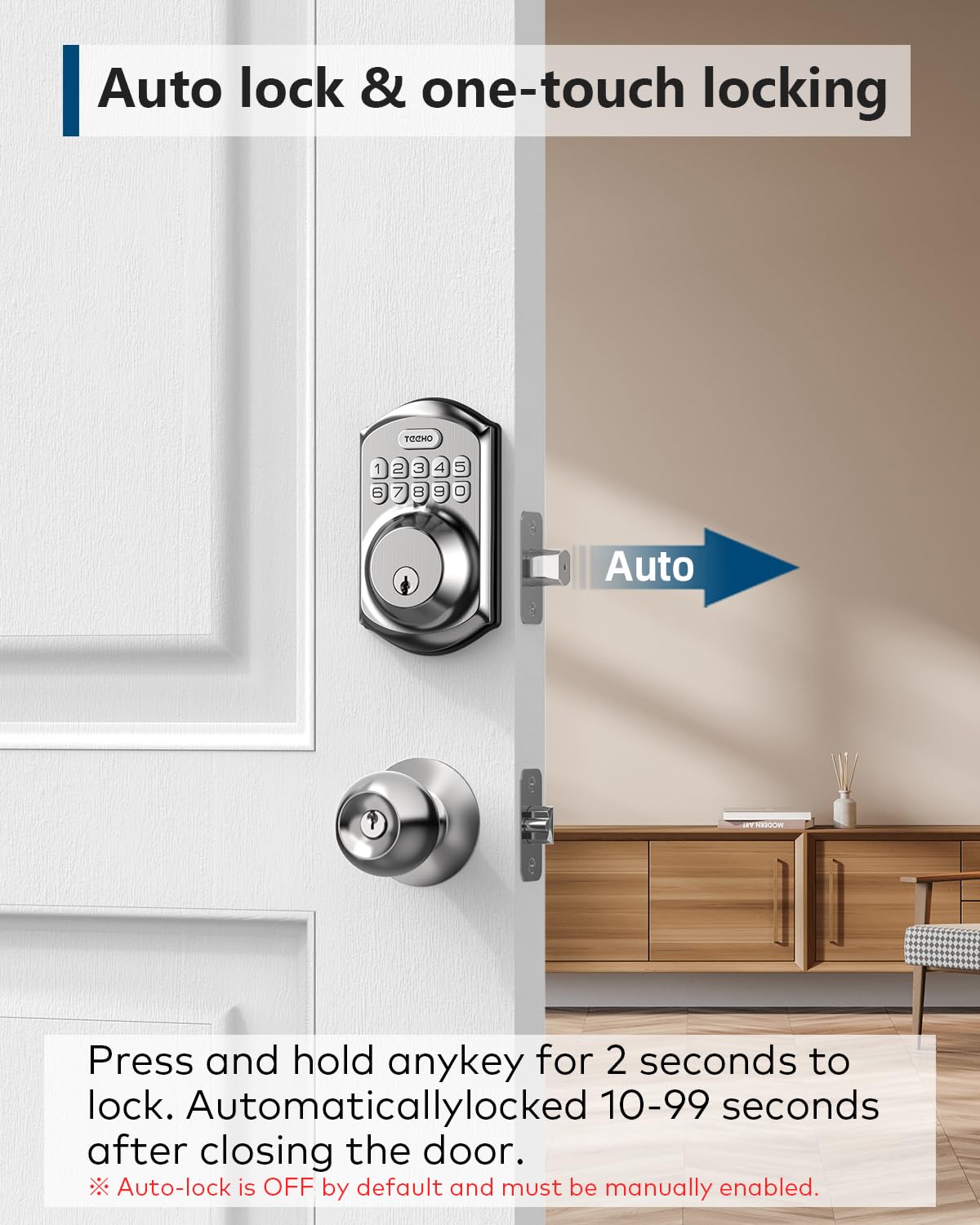 TEEHO TE001 Keyless Entry Deadbolt with Keypad for Front Door, Satin Nickel