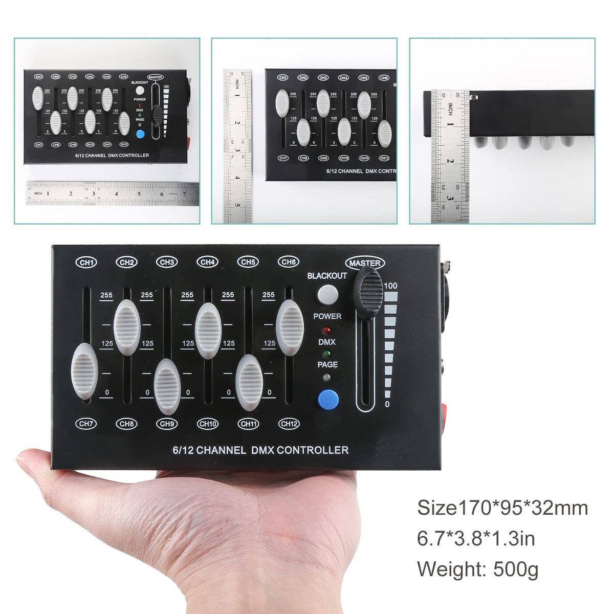 MAD OWL 12 Channel DMX dimming Controller, mini dj Lighting Controller,DMX512 Signal Protocol dimmer Suitable for Small Stage Lighting