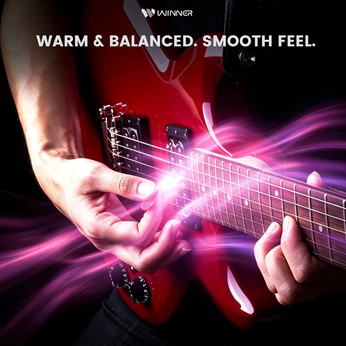 W WINNER Electric Guitar Strings – 10-46 Nickel Plated Alloy, Warm & Balanced Tone with Smooth Traditional Feel, Hexagonal Steel Core, Reliable Anti-Rust Performance for All Music Styles, 3 Picks