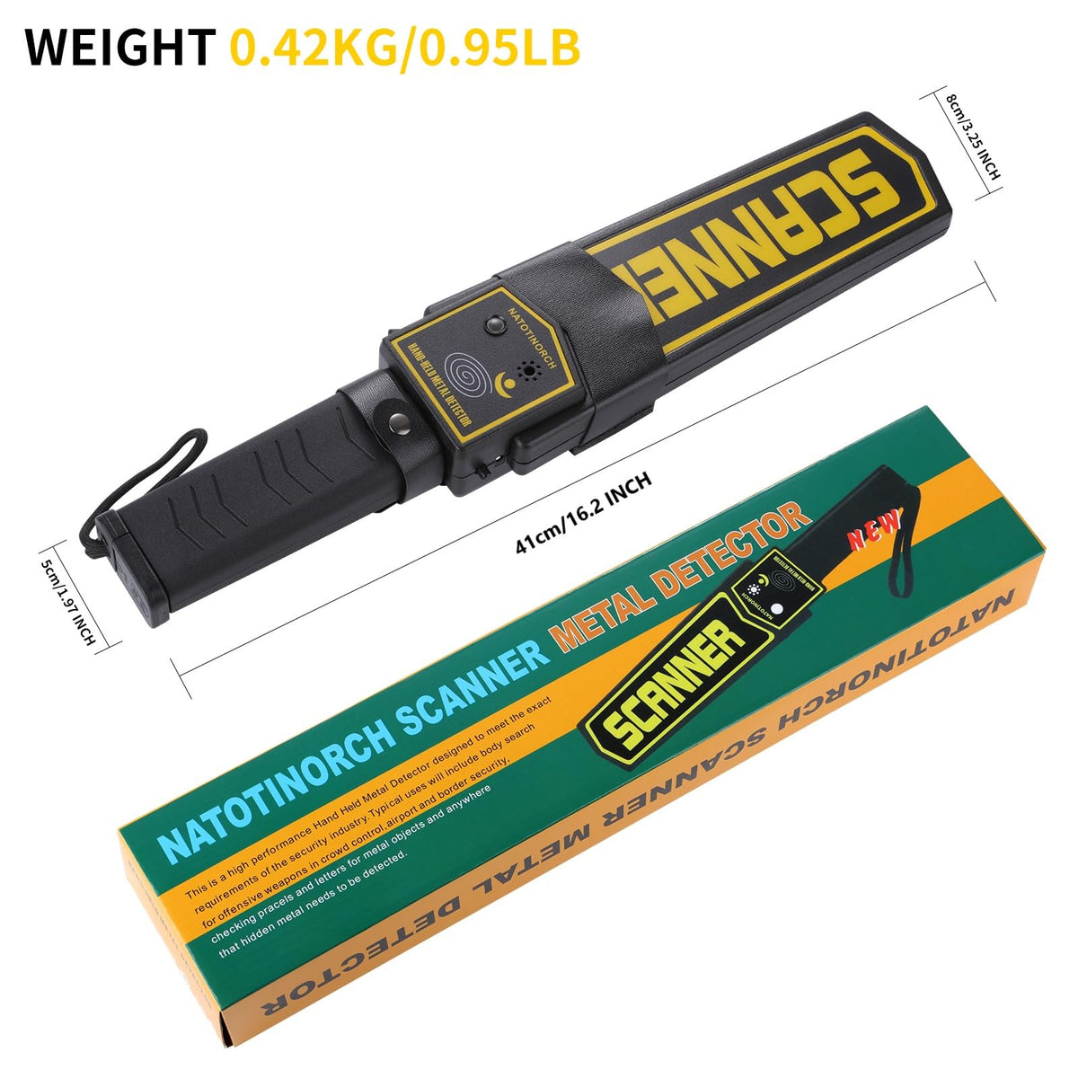 Handheld Metal Detector Wand Security Scanner,High-Sensitivity Security Wand Metal Detector, Detection of Various Electronic Metal Products