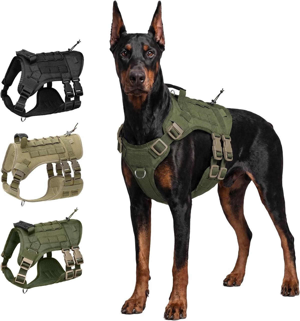 Tactical Dog Harness for Large Dogs Heavy Duty No Pull Dog Harness with Handle Adjustable 6-Buckle German Shepherd Big Size Dog Vest for Walking Training Hunting