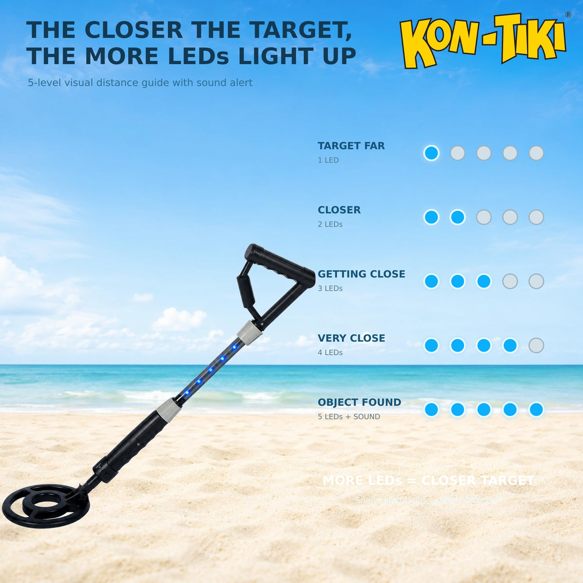 KON-TIKI Kids Metal Detector with LED Distance Indicator & Sound