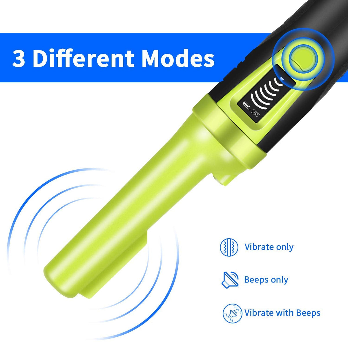Fully Waterproof LCD Display Pinpointing Gold Metal Detector with LED Flashlight,360 Degree Searching Pinpointer,IP68 Underwater to 3m/9.8feet Treasure Hunter for Adults and Kids, Three Modes,Green