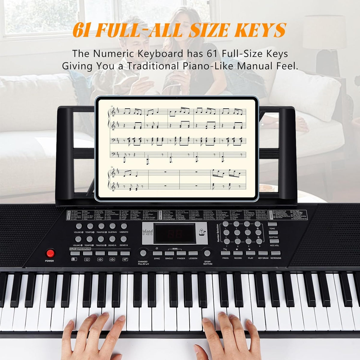 61 Keys Keyboard Piano,Electric Digital Piano,with Built-In Speaker Microphone,Piano Note Stickers,Sheet Music Stand and Power Supply,Portable Keyboard Piano for Beginners Girls Boys
