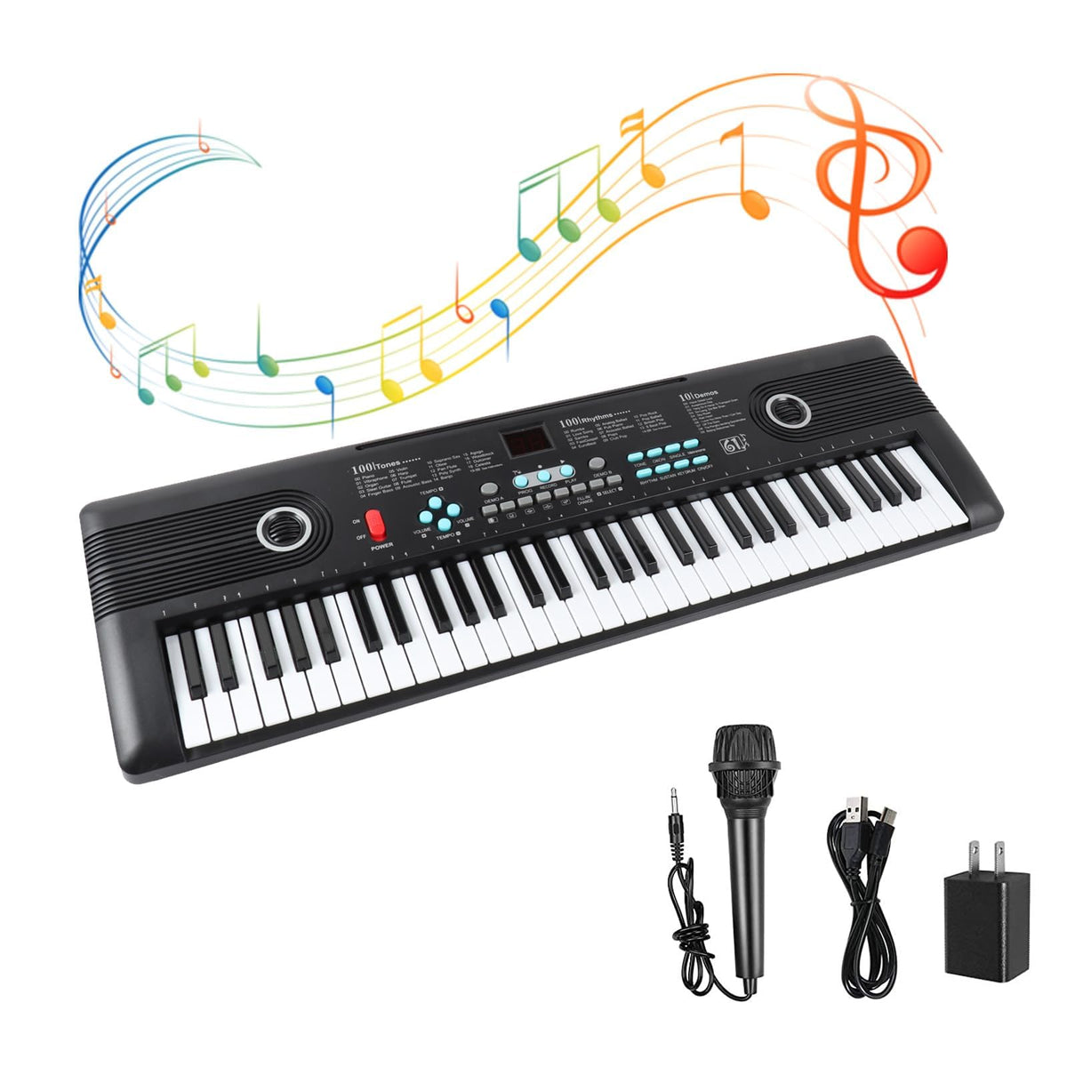61 Keys Piano Keyboard with Built-in Speaker and Microphone, Portable Electronic Digital Piano for Beginners, Perfect Musical Starter Instrument, Ideal Gift for Aspiring Musicians
