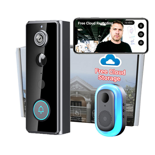 Doorbell Camera Wireless No Subscription with Free Cloud Storage Tuya App