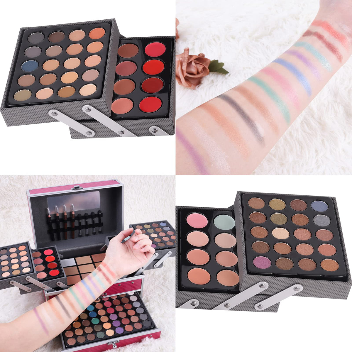 UNIFULL 132 Color All In One Makeup Kit for Women & Girls, Professional Full Set Including Eyeshadow, Lipstick, Concealer, Lip Gloss, Eyeliner, Mascara, Makeup Brushes (006N1-Pink)