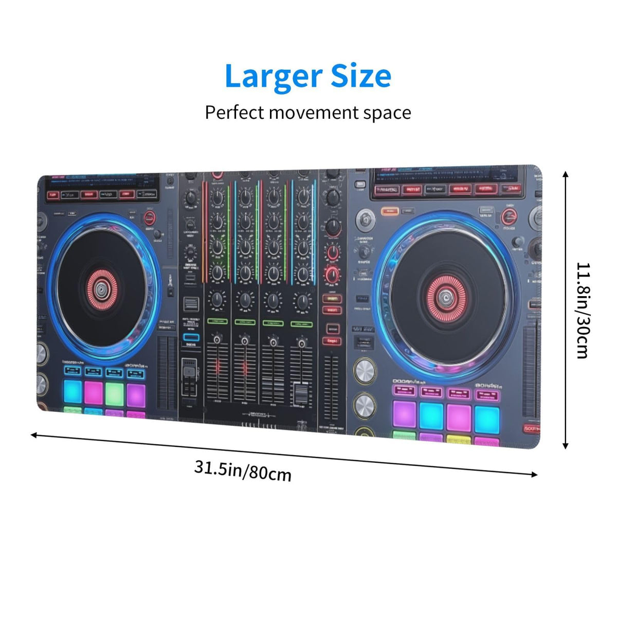 XL Large Gaming Mouse Pad Desk Mat, 31.5×11.8 Inch DJ Mixer Desk Pad, Music Controller Turntable Long Keyboard Mat for Desktop Laptop PC Computer