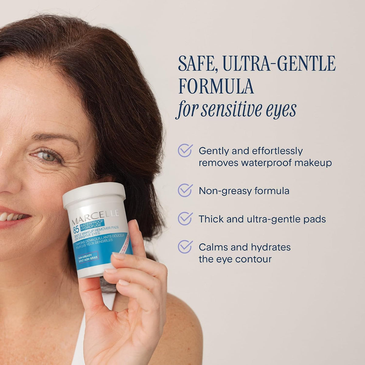 Marcelle Gentle Eye Makeup Remover Pads for Sensitive Eyes, 85 Pads