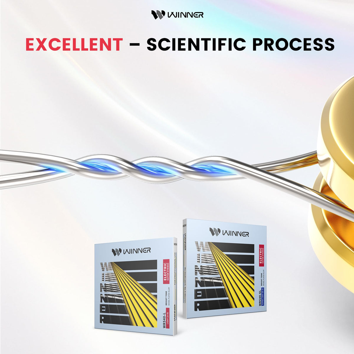 W WINNER Electric Guitar Strings – 10-46 Nickel Plated Alloy, Warm & Balanced Tone with Smooth Traditional Feel, Hexagonal Steel Core, Reliable Anti-Rust Performance for All Music Styles, 3 Picks