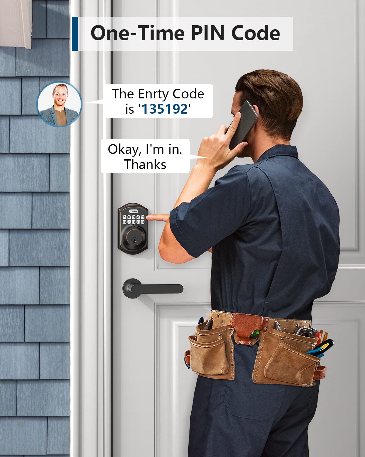 TEEHO TE001 Keyless Entry Deadbolt with Keypad for Front Door, Bronze