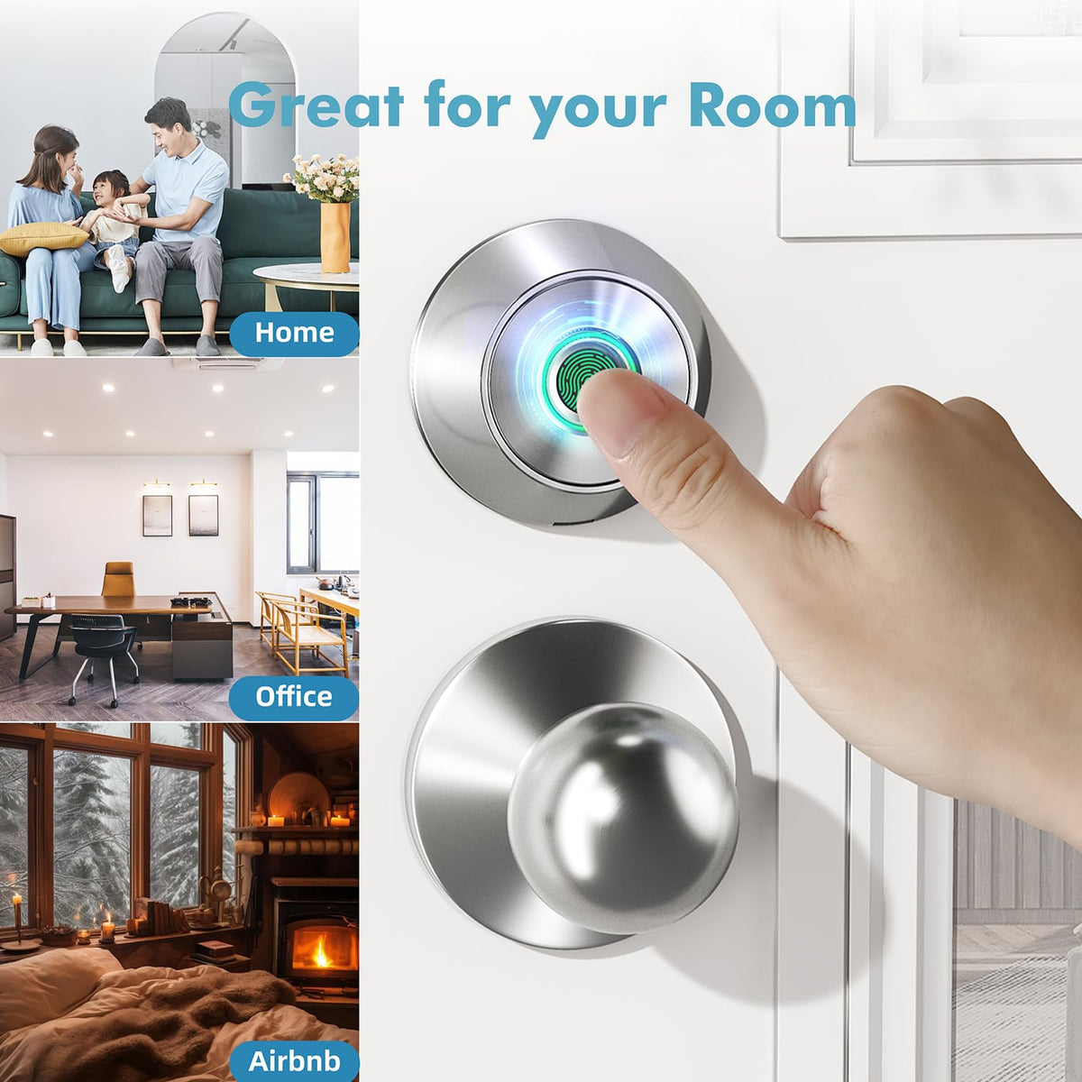 Fingerprint Keyless Entry Door Lock – Smart Deadbolt with App Control, 10-Month Battery Life, Easy Installation, Deadbolt Alternative, IP66 Waterproof, Includes 2 Backup Keys