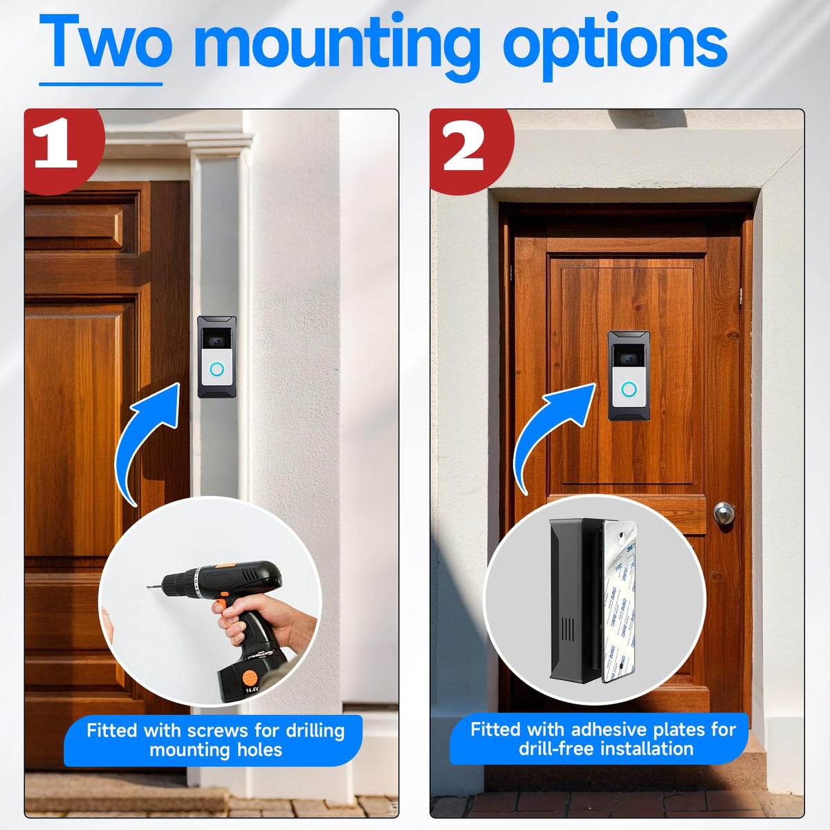 Anti-Theft Video Doorbell Mount Compatible with Ring/Blink Wireless Camera Doorbell, Adjustable Angle Mount No-Drill Battery Doorbell Bracket Accessories for Houses, Apartments, Businesses
