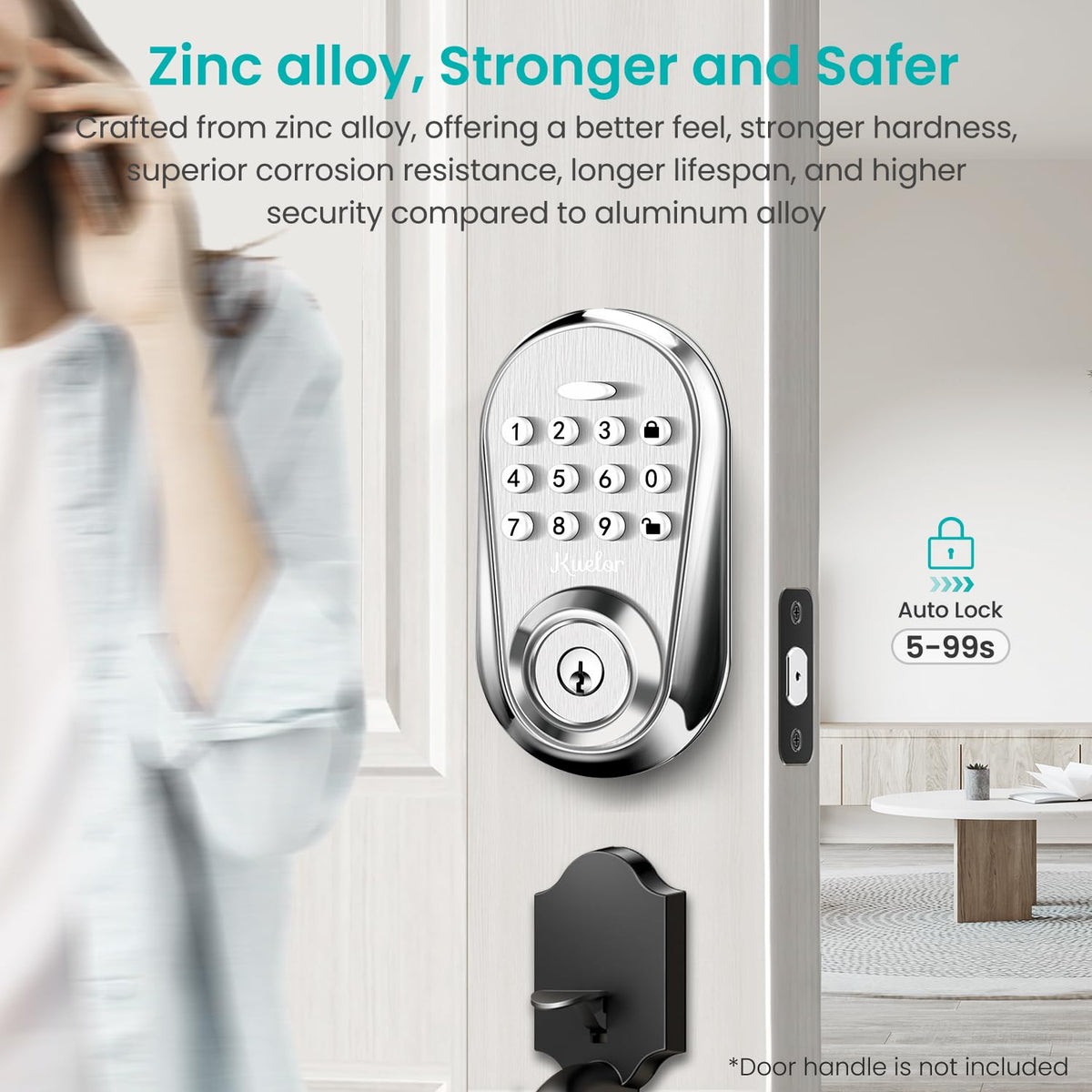 Keyless Entry Door Lock with Keypad Smart Deadbolt for Front Door (Silver)