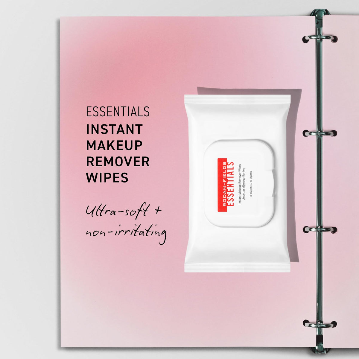 Rodan + Fields Essentials Instant Makeup Remover Wipes | 2 pack | Gentle Cleansing Face Wipes for Sensitive Skin | Removes Makeup | Disposable Facial Towelettes