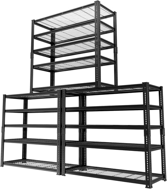 Storage Shelves Heavy Duty, 3 PCS 36"L x 16"W x 72"H Garage Wire Shelving Unit Loads 2400LBS, 5-tier Adjustable Metal Industrial Utility Shelf Rack for Kitchen, Laundry, Pantry, Warehouse, Basement