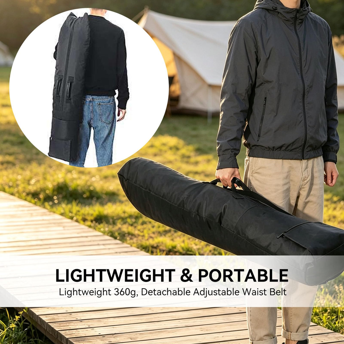 41.3in Universal Metal Detector Carry Bag, Water Proof Outdoor Detecting All Purpose Padded Carry Bag Metal Detector Travel Bag with Pocket for All Metal Detectors, Black