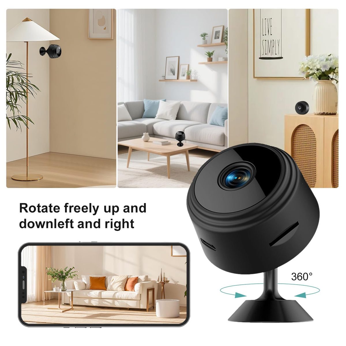 BYTFUOD Spy Hidden Camera 1080P WiFi Mini Wireless Home Security