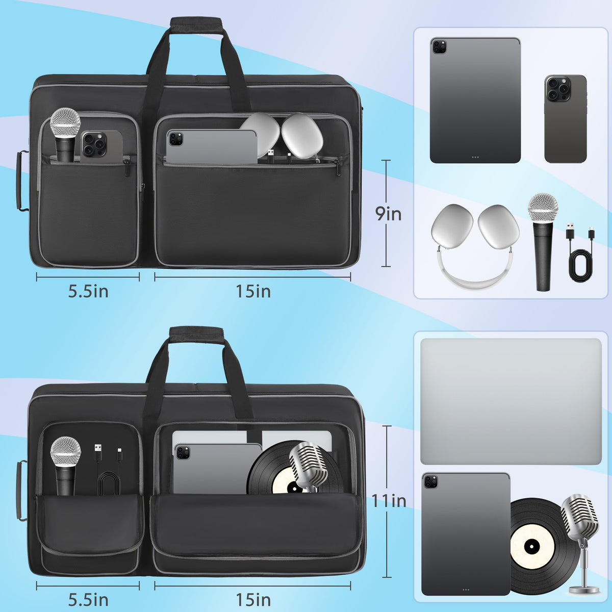 DJ Controller Case Soft Padded, DJ Controller Backpack Bag W/ Multi-pocket