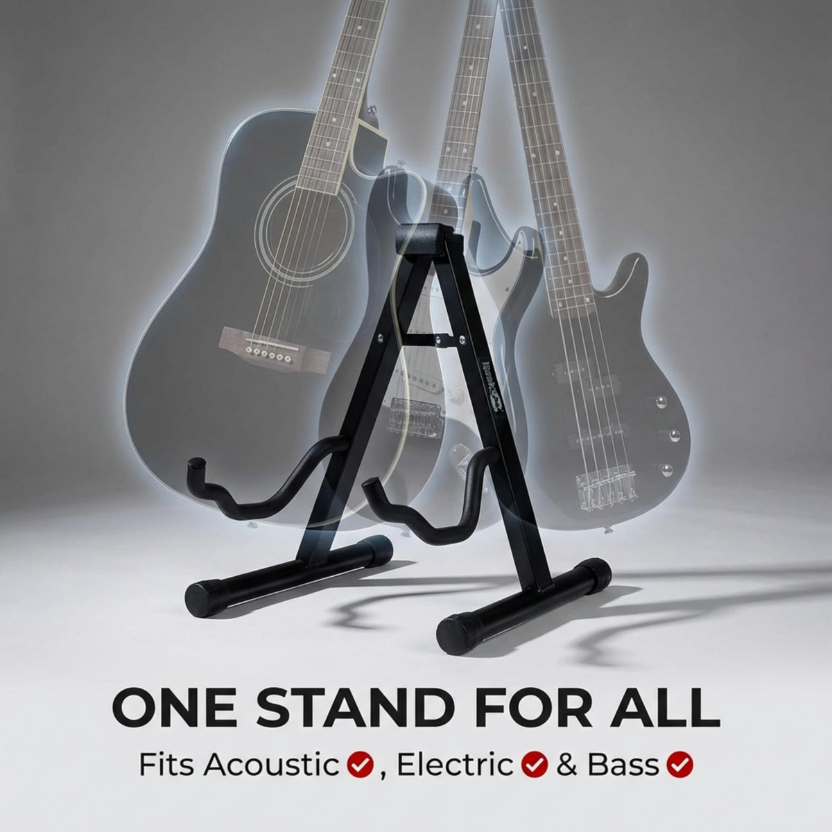 RockJam A Frame Folding Guitar Stand with Cushioned Arms