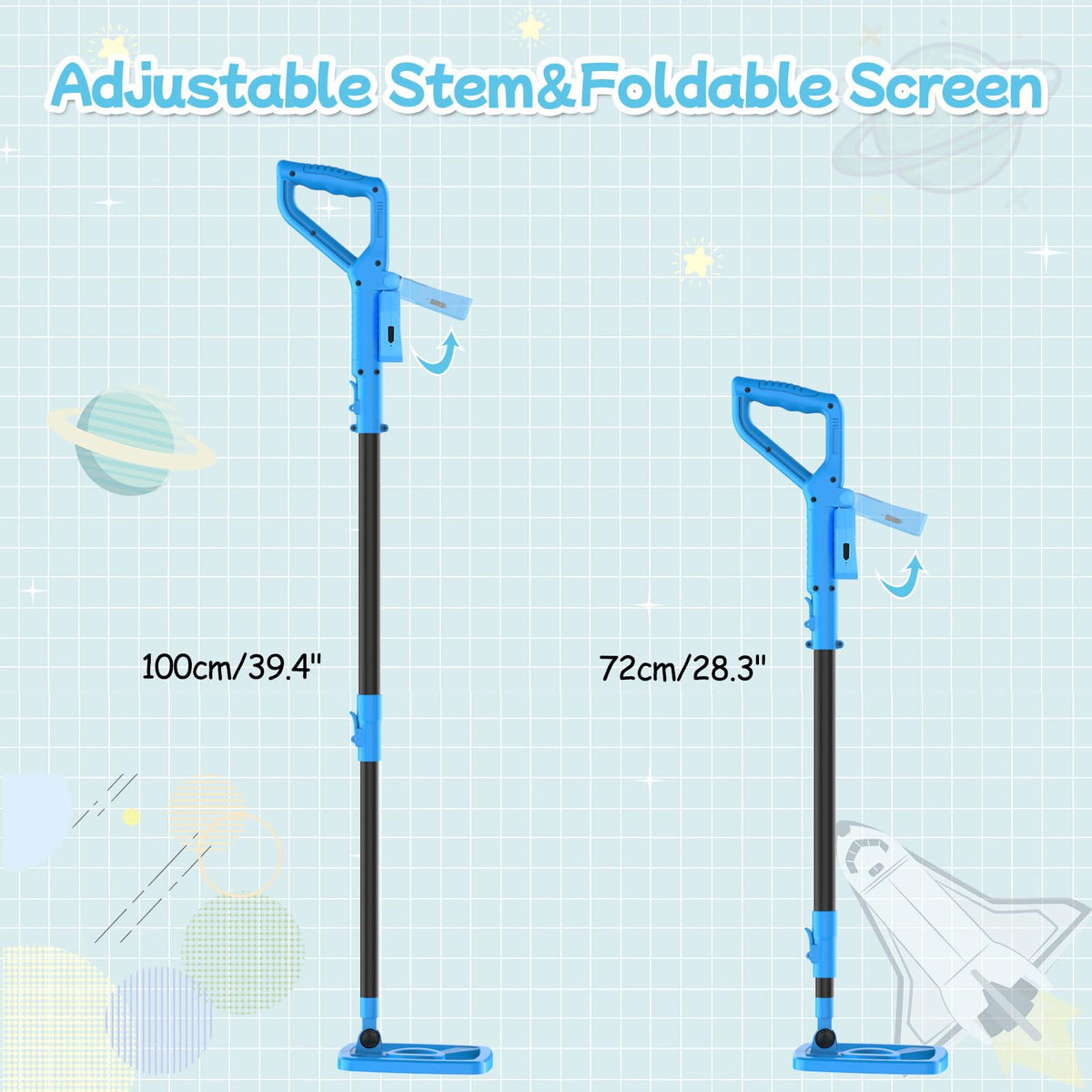 OMMO Kids Metal Detector with Funny LCD Display, Adjustable Height(Azure)