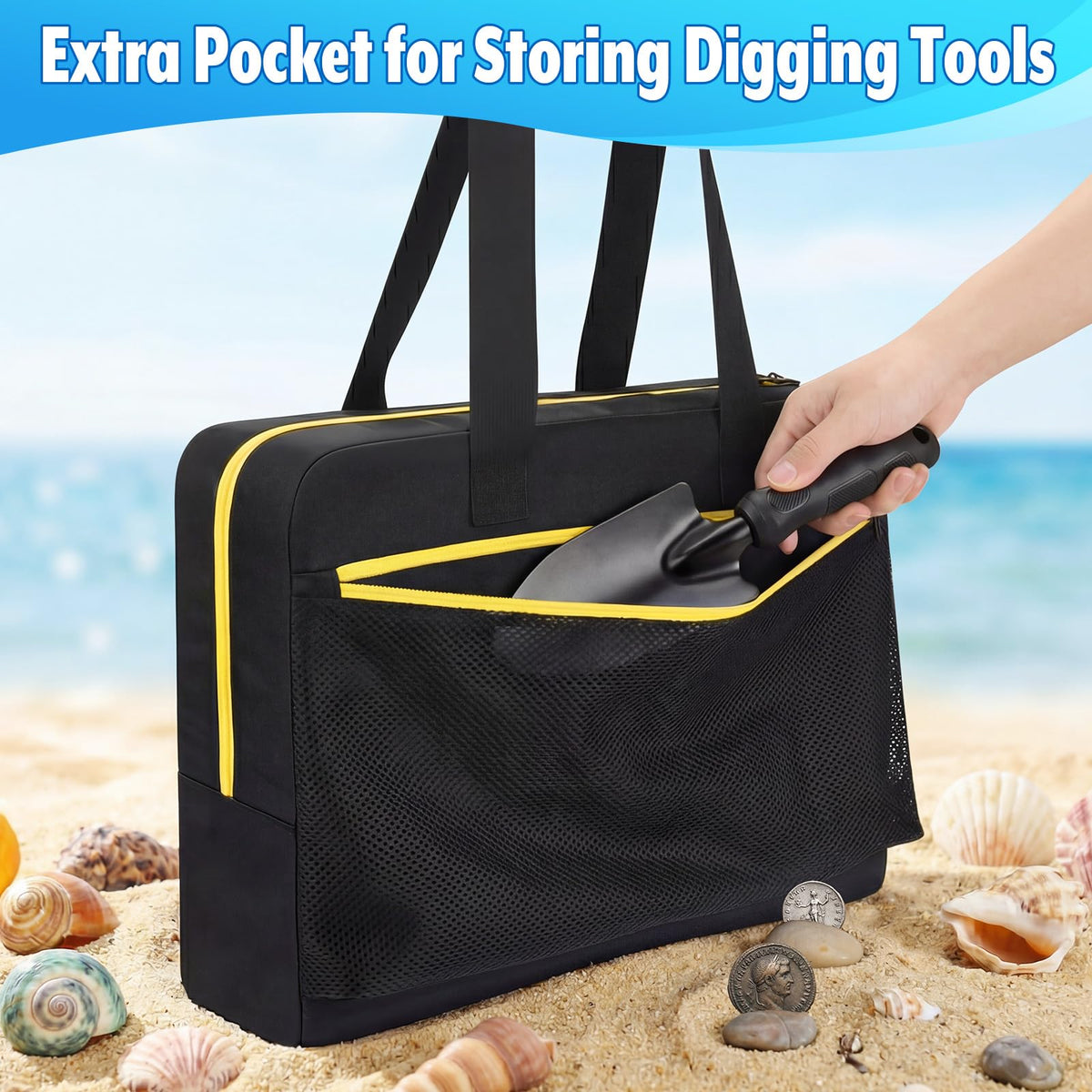 Easecos Metal Detector Carry Bag Compatible with National Geographic Starter Metal Detector Kit, Lightweight Gold Detectors Storage Bag with Mesh Pocket for Outdoor Treasure Hunting, Case Only