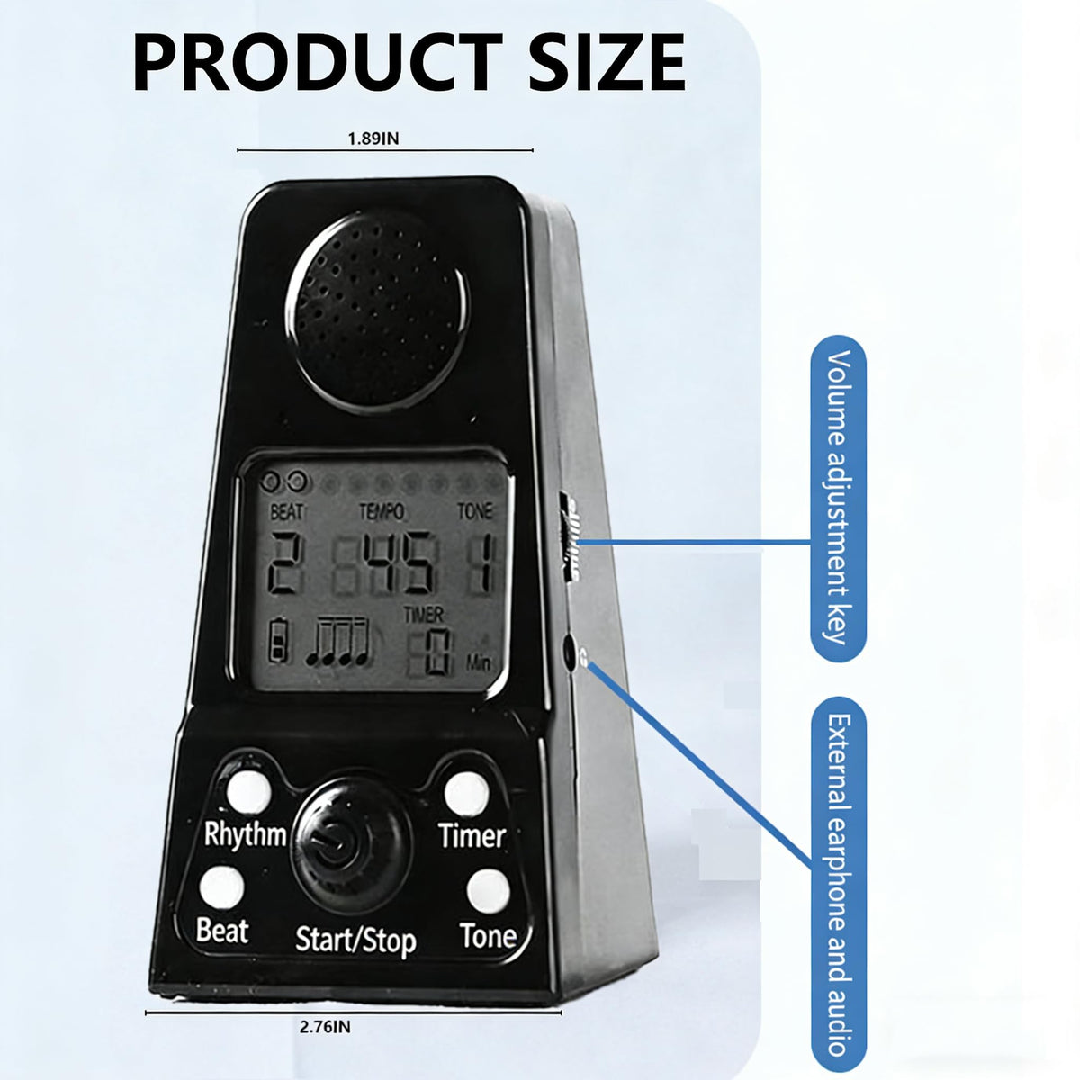 Mini digital metronome, electronic and rechargeable, with English voice counting, featuring a timer, suitable for piano, guitar, drums, violin, and all instruments