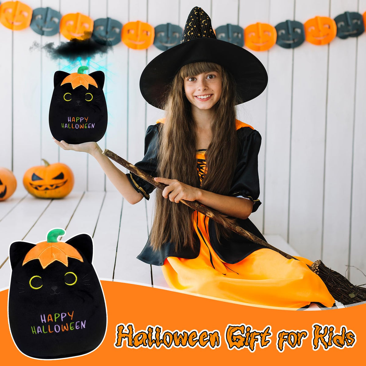 Leokawin Halloween Stuffed Animal - Black Cat Plush