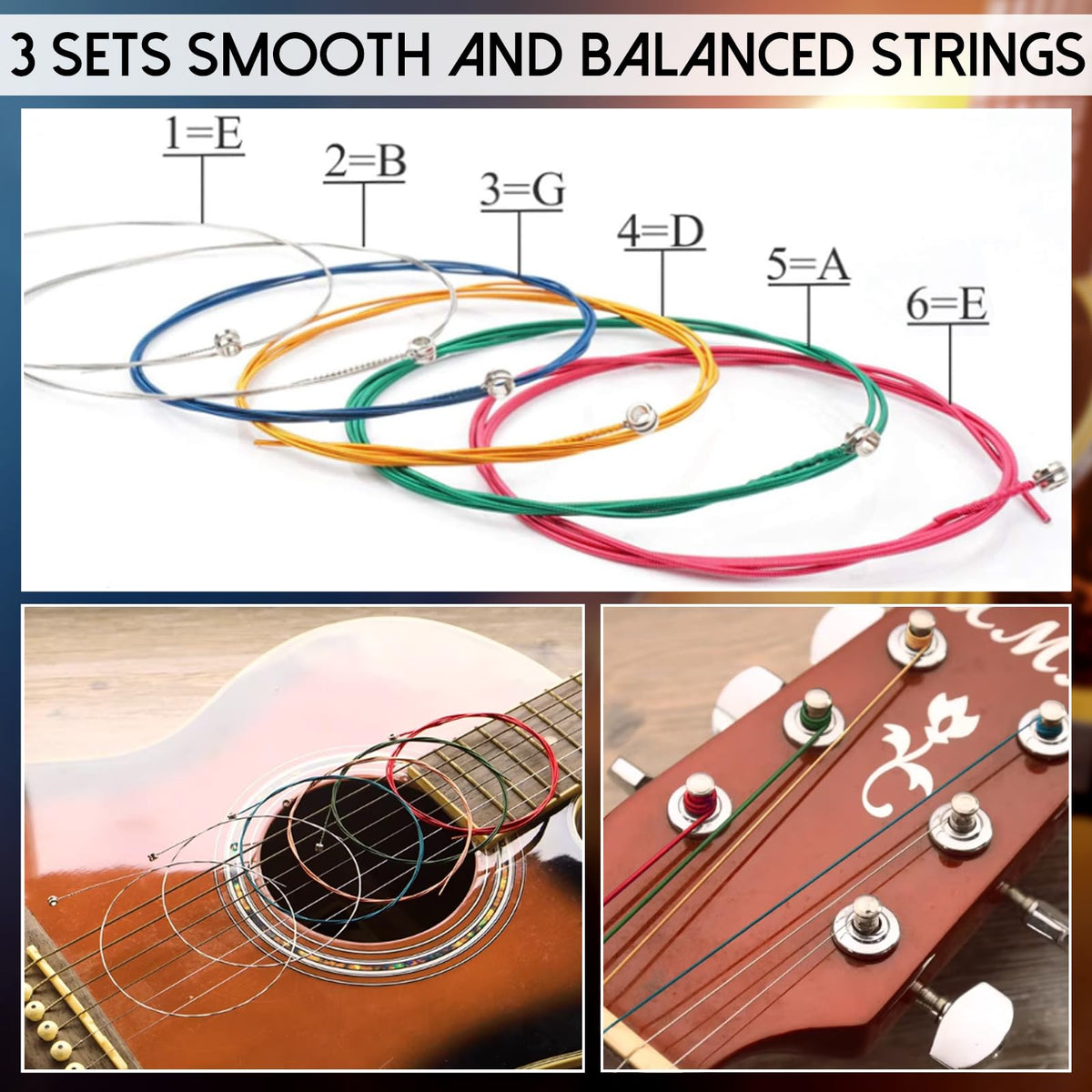 Benvo Ultimate Acoustic Guitar Accessory Kit | Must-Have Guitar Tools with Capo, Premium Strings, Picks, String Winder, Bone Nut & Saddle, Bridge Pins & Pin Puller
