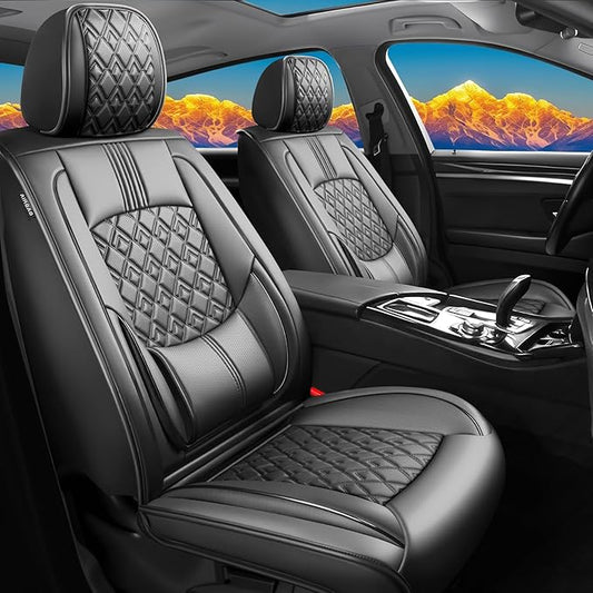 Fit Ridgeline Car Seat Covers for Honda Ridgeline 2007-2025 2026 - Upgraded Premium Waterproof & Breathable Leather, Airbag Compatible, All-Weather Seat Cushion Protector (Full Set, Black)