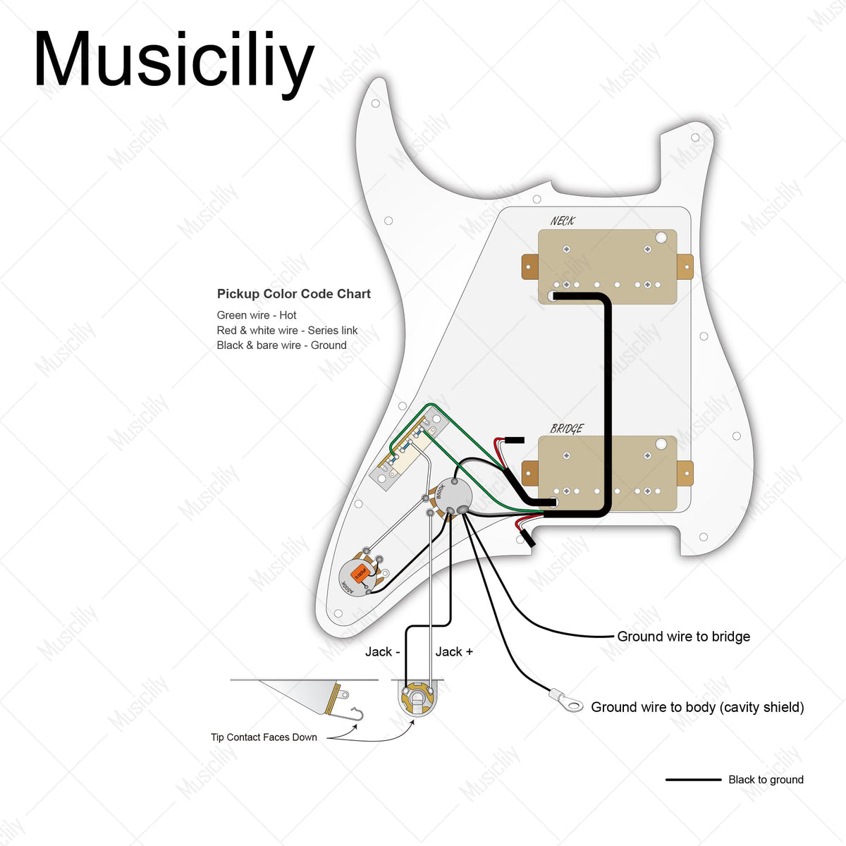 Musiclily Pro Electric Guitar DIY Wiring Kit Upgrade for Import Style ST HH