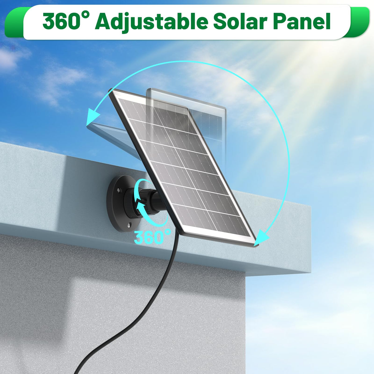UYODM Solar Panel Charger Compatible with Blink Video Doorbell/Blink Outdoor 4(4th) / XT3 / XT2 / XT Cam,Power Your Doorbell or Outdoor Cam Continuously with 16.5 Ft Cable,AL Alloy Frame Durable
